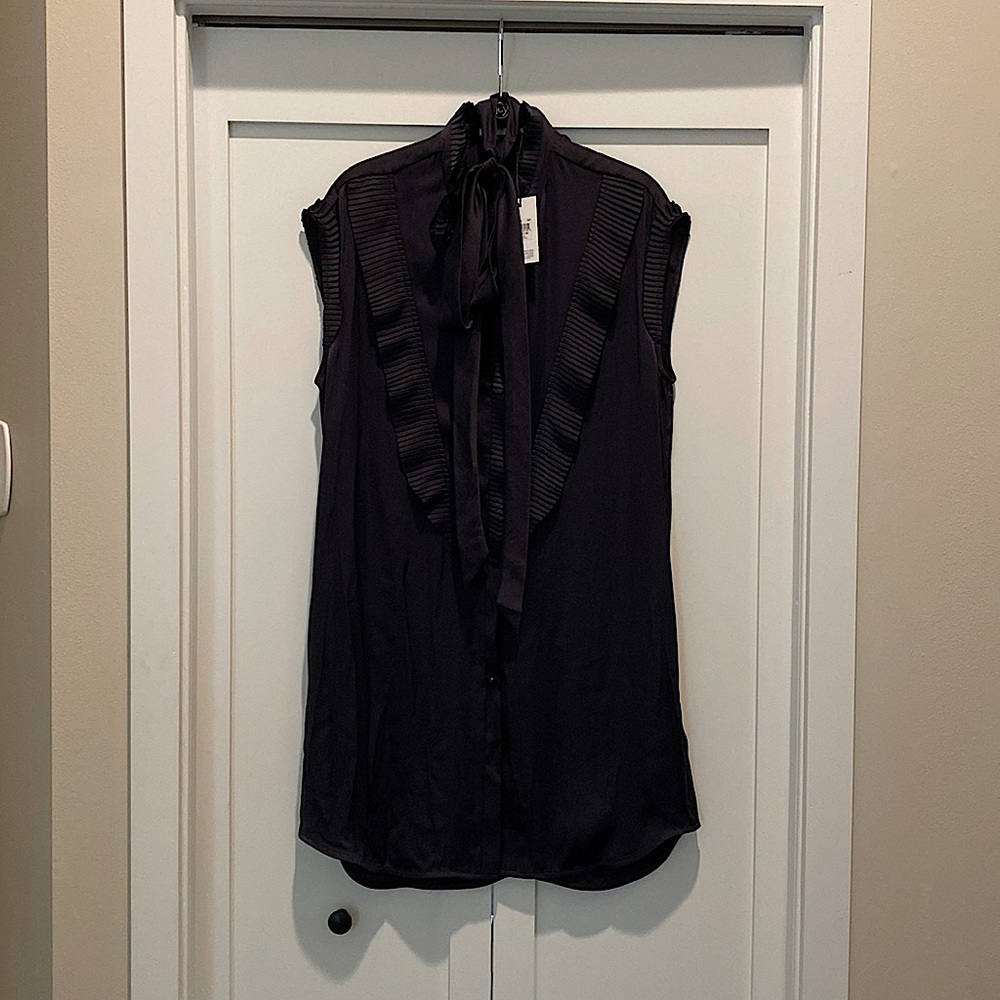 Coach satin shirt dress, deep eggplant, size 8